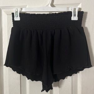 Black Cotton High Waisted Shorts
